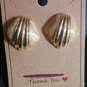 Gold with pearlish trim earrings